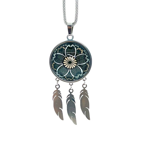 Dreamy Daisy Feather Dreamcatcher Necklace - Picture 7 of 11